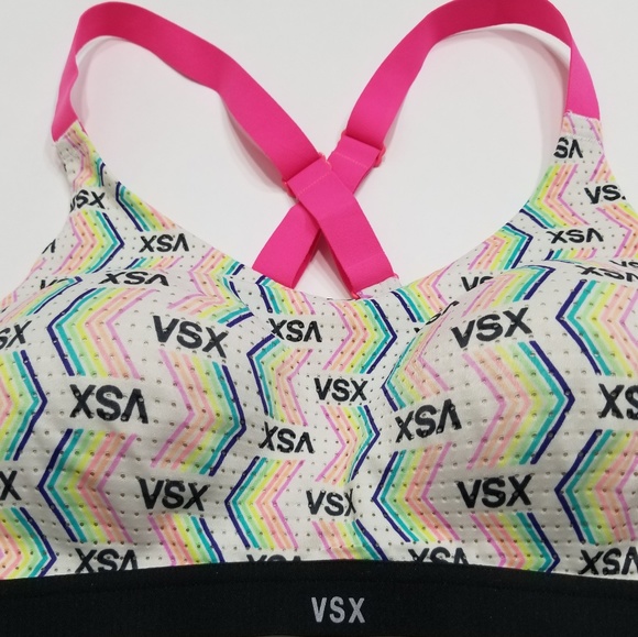Victoria Secret VSX Sports Rainbow Vent Neon Bra - Picture 4 of 4